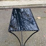 Coffee table/side table in the style of Jacques Adnet, made of steel and glass