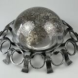 60s 70s Brutalist wall lamp or ceiling lamp made of iron & glass design