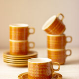 6 cups with sub-cups - vintage pattern - Hornsea England model Saffron