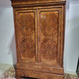 Armoire en ronce de noyer, 2 portes, 2 tiroirs