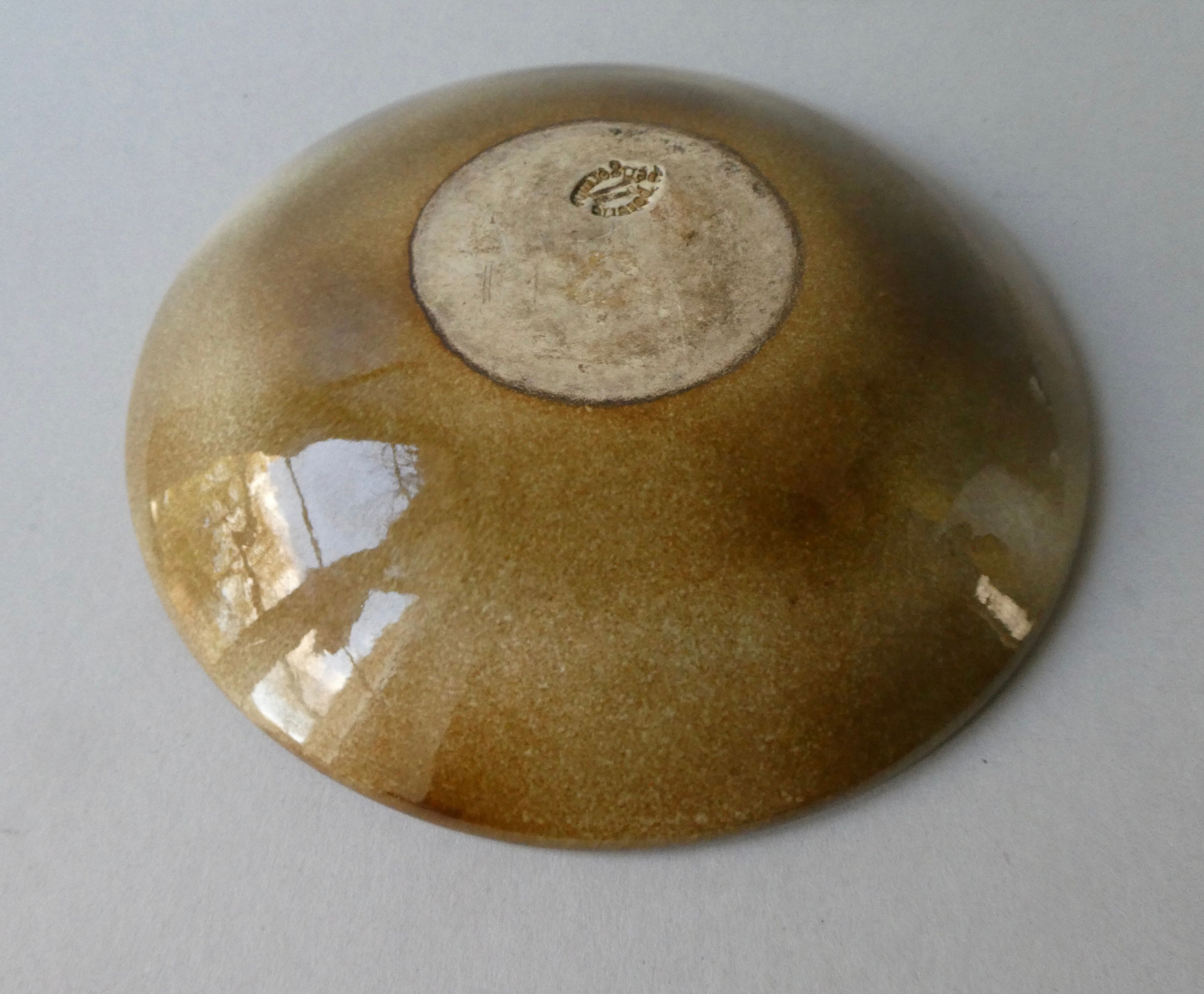 Enamelled ceramic dish, flower, Perigordine pottery, 60s