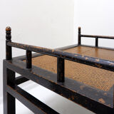 Pair of "meditation" chairs in lacquered wood and rattan - Japan, early 20th century