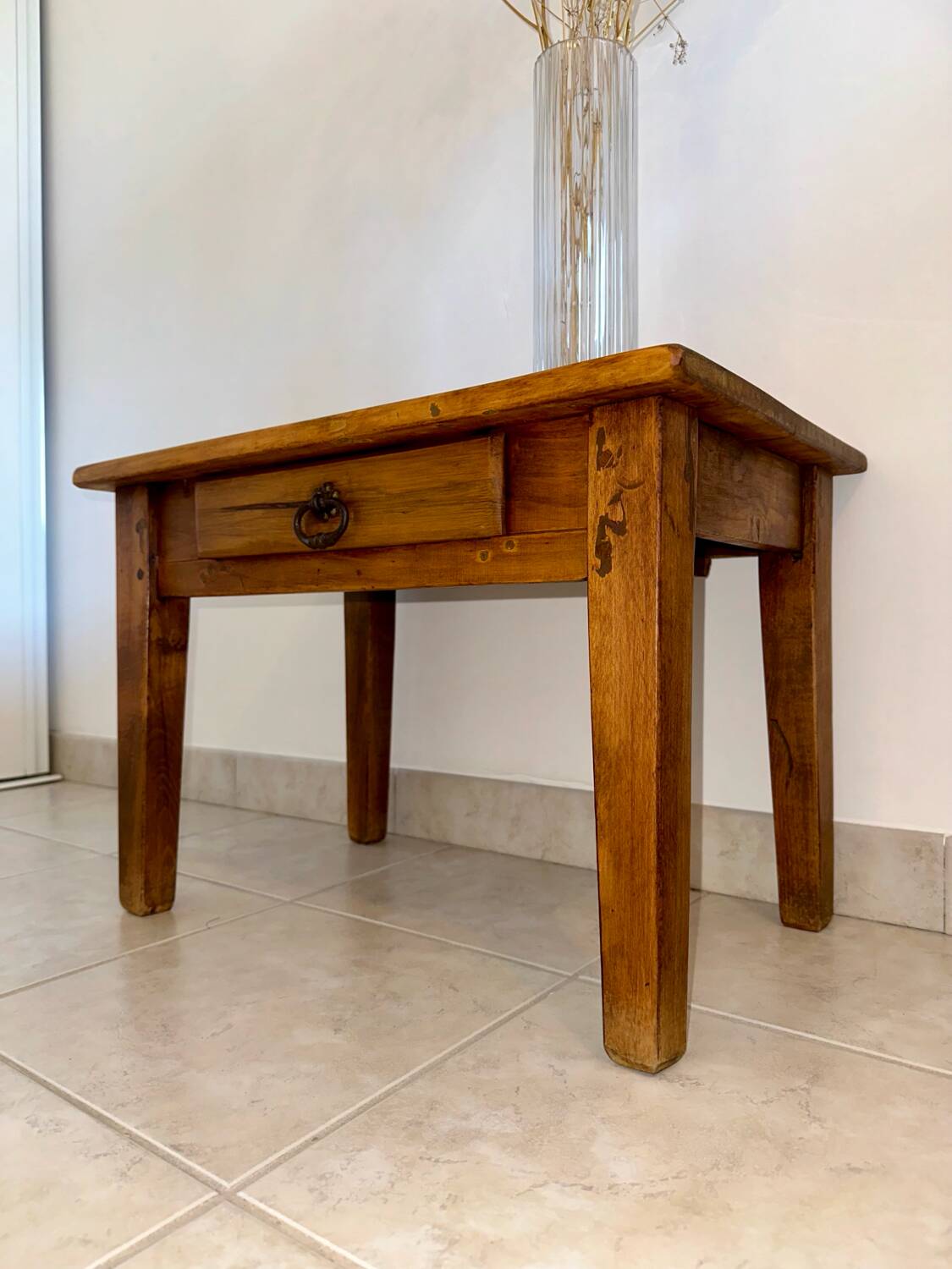 Old wooden bedside table