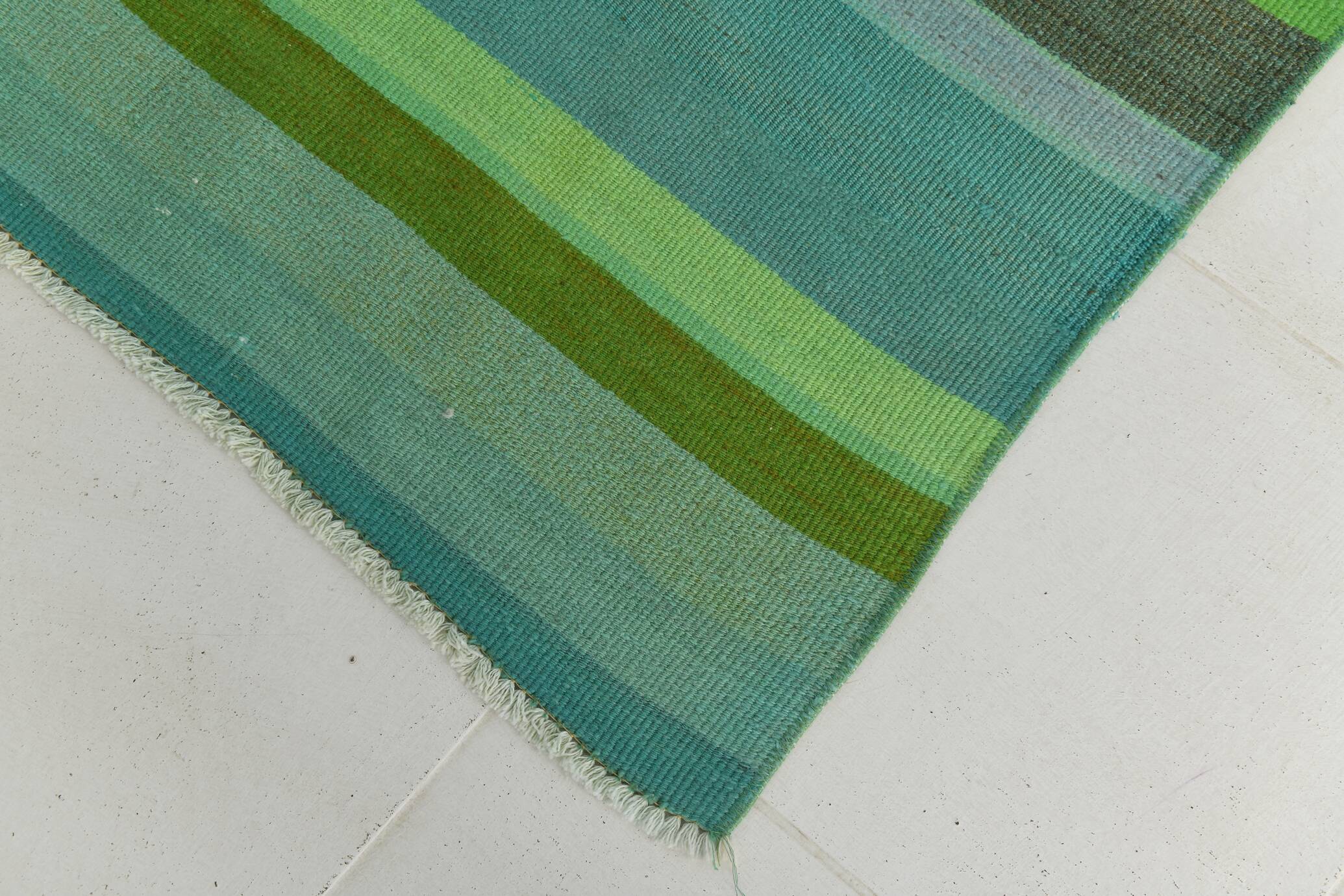 7x9 Shades Of Green Vintage Kilim Rug, 213x281Cm