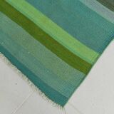 7x9 Shades Of Green Vintage Kilim Rug, 213x281Cm