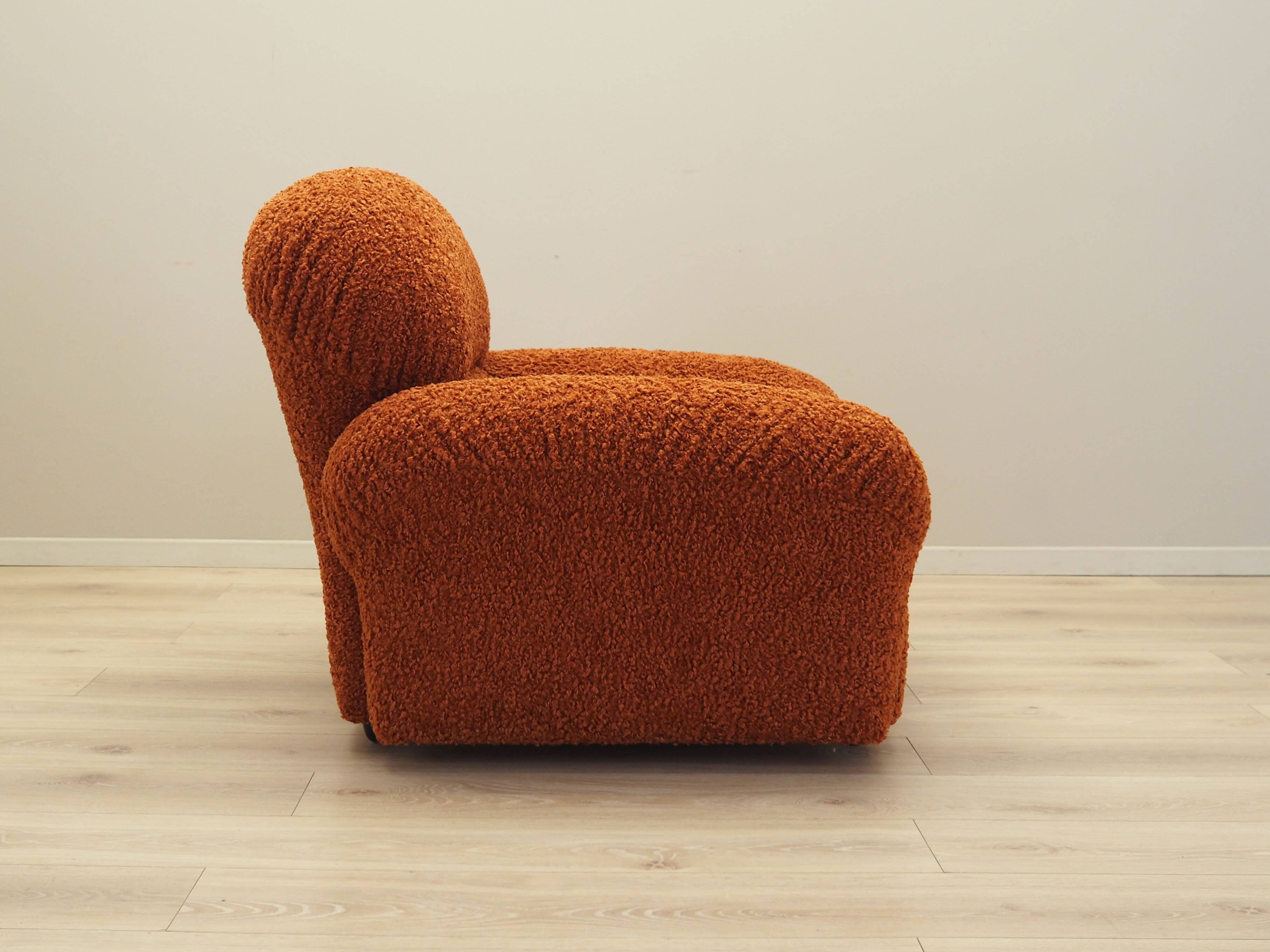 Orange armchair, Italian design, 1970s, production: Italy