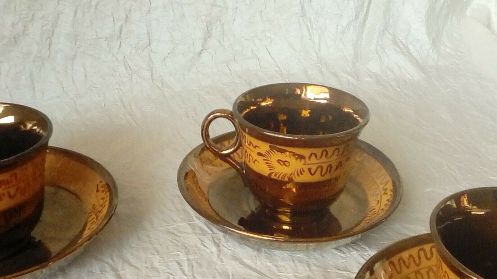 4 cups a cafe and under cups in faience of jersey