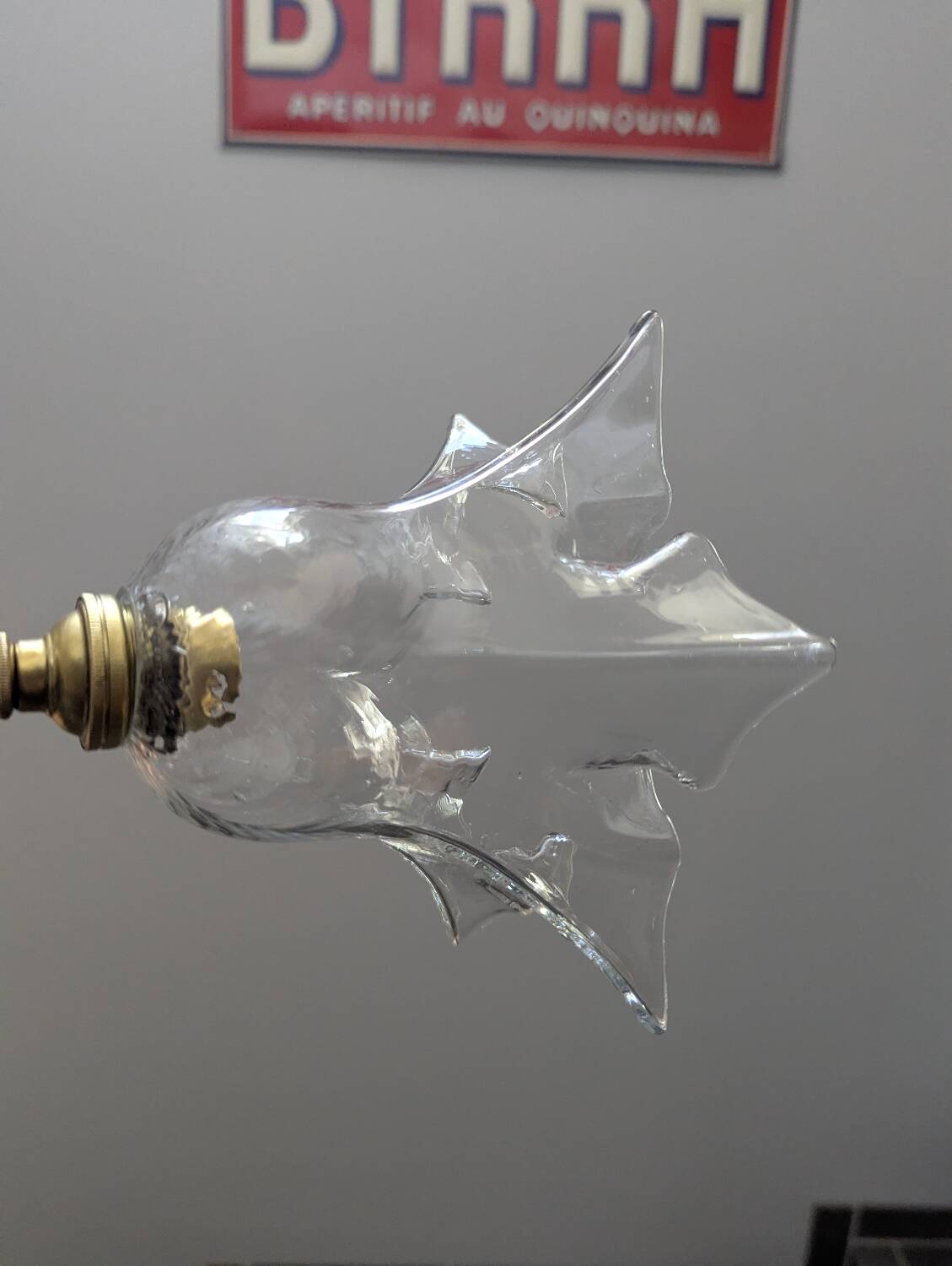 Antique swan neck wall lamp with brass and porcelain tulip lampshade