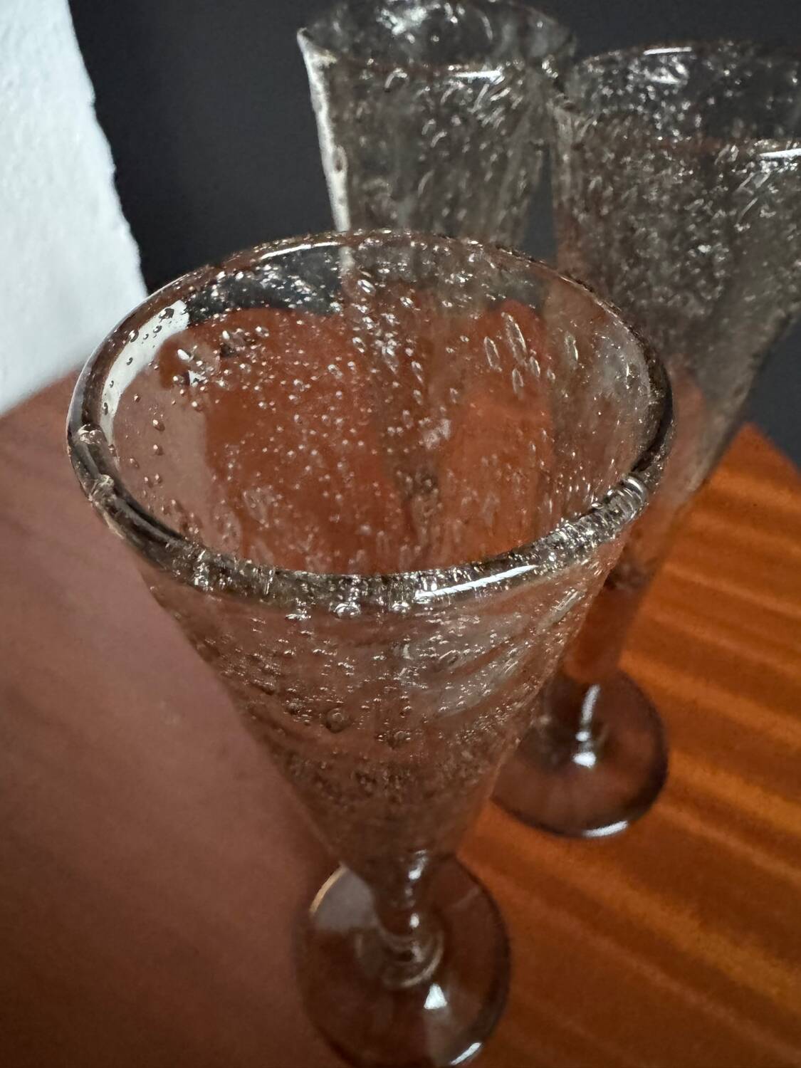 Champagne flutes bubble glass Biot