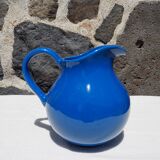 Blue ceramic belly pitcher