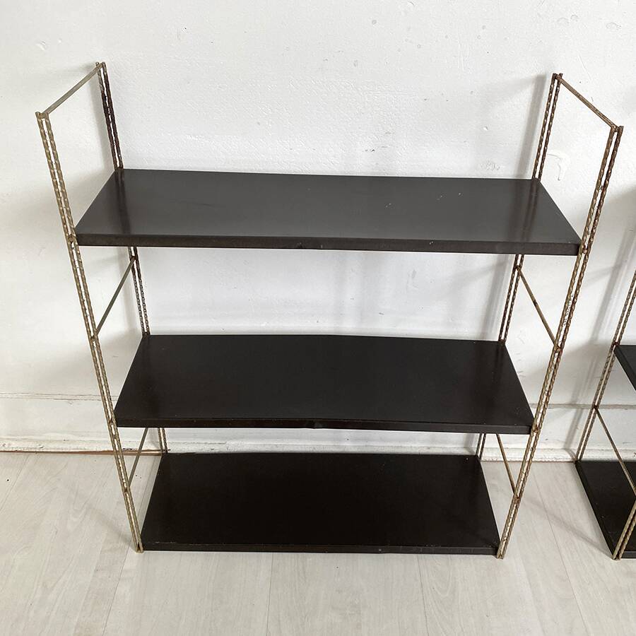 Pair of twisted string wall shelves