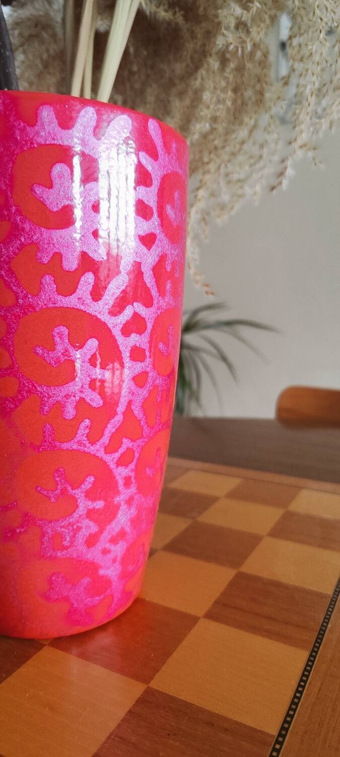 Fuchsia pink ceramic vase Scheurich made in Germany.