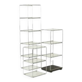 Set of 3 chrome metal and glass shelves. 1970s.