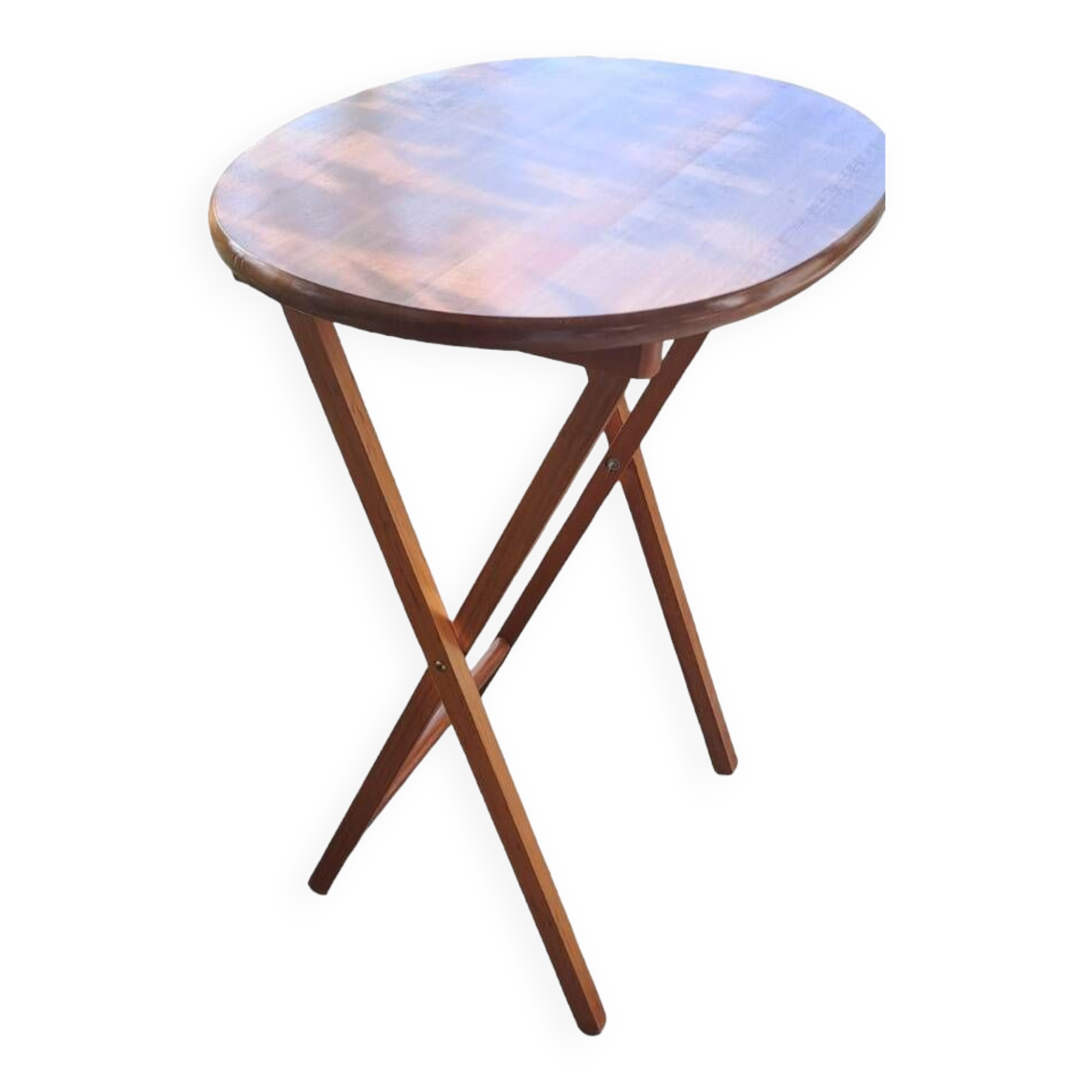 Oval teak wooden folding boat table 1970 Wooden side table sold individually