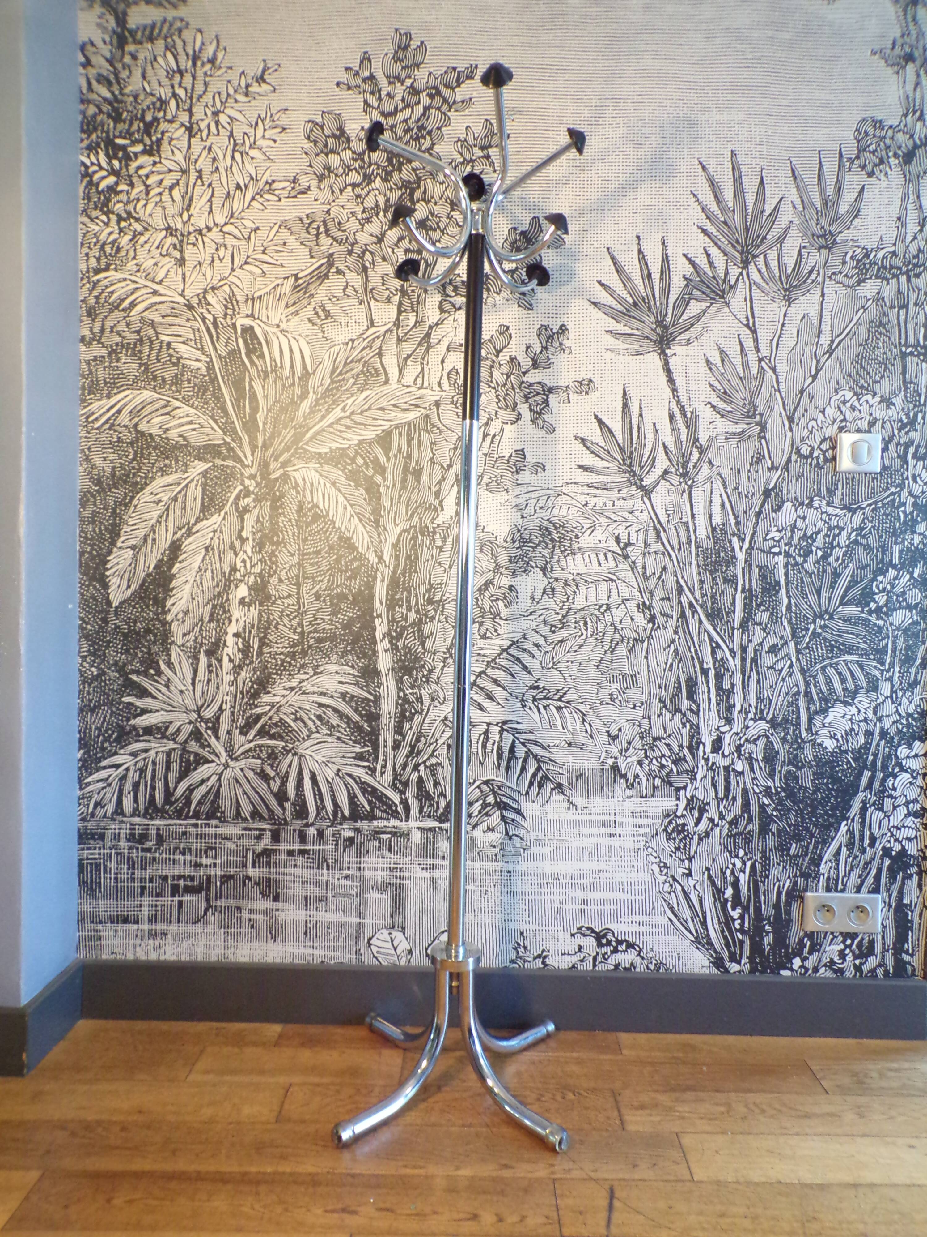 Chrome metal coat rack parrot