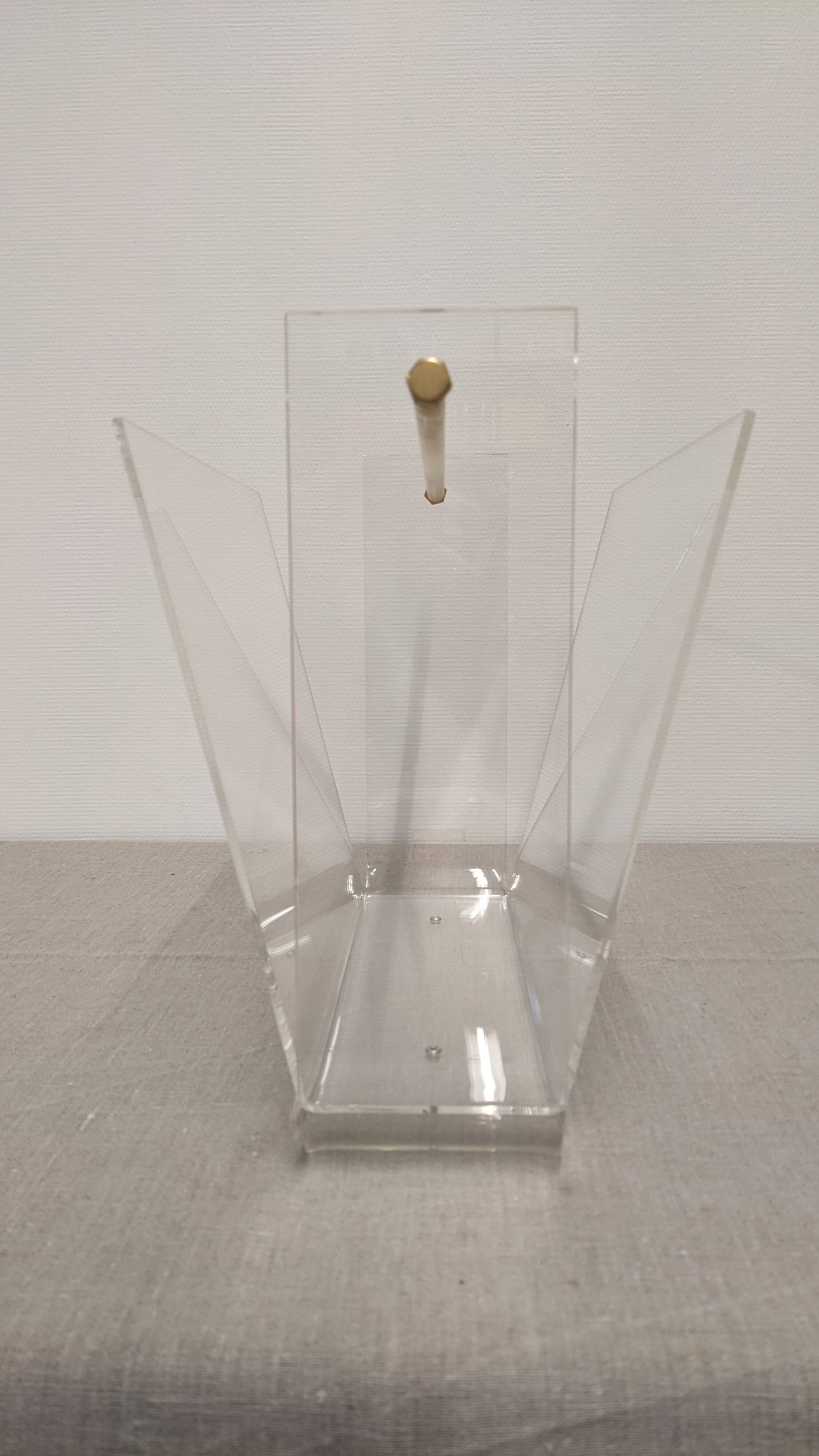 Acrylic magazine rack by David Lange, France circa 1970.