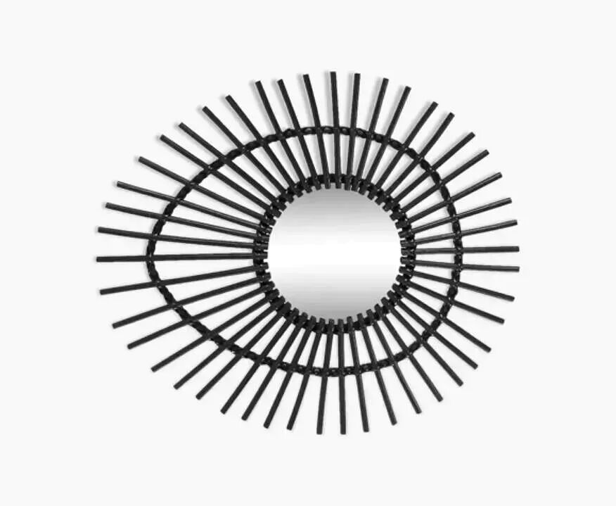 Free-form rattan mirror