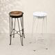 Pair of vintage industrial bar stools in metal and wood – 1950s