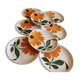 8 vintage Gien dessert plates years 70 orange daisies