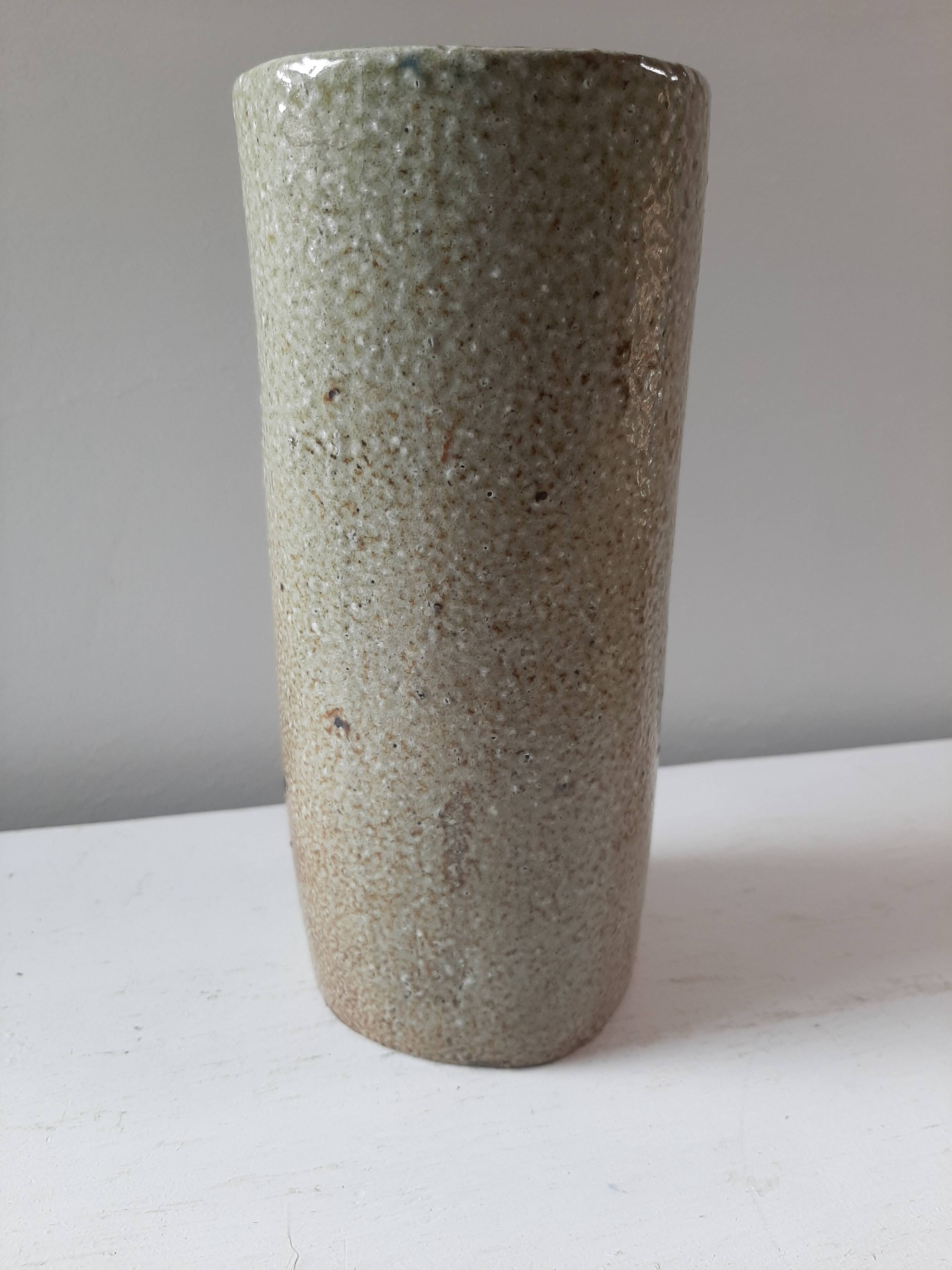 Jean Claude Monange stoneware scroll vase
