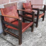 Pair of safari-style armchairs, 1930s