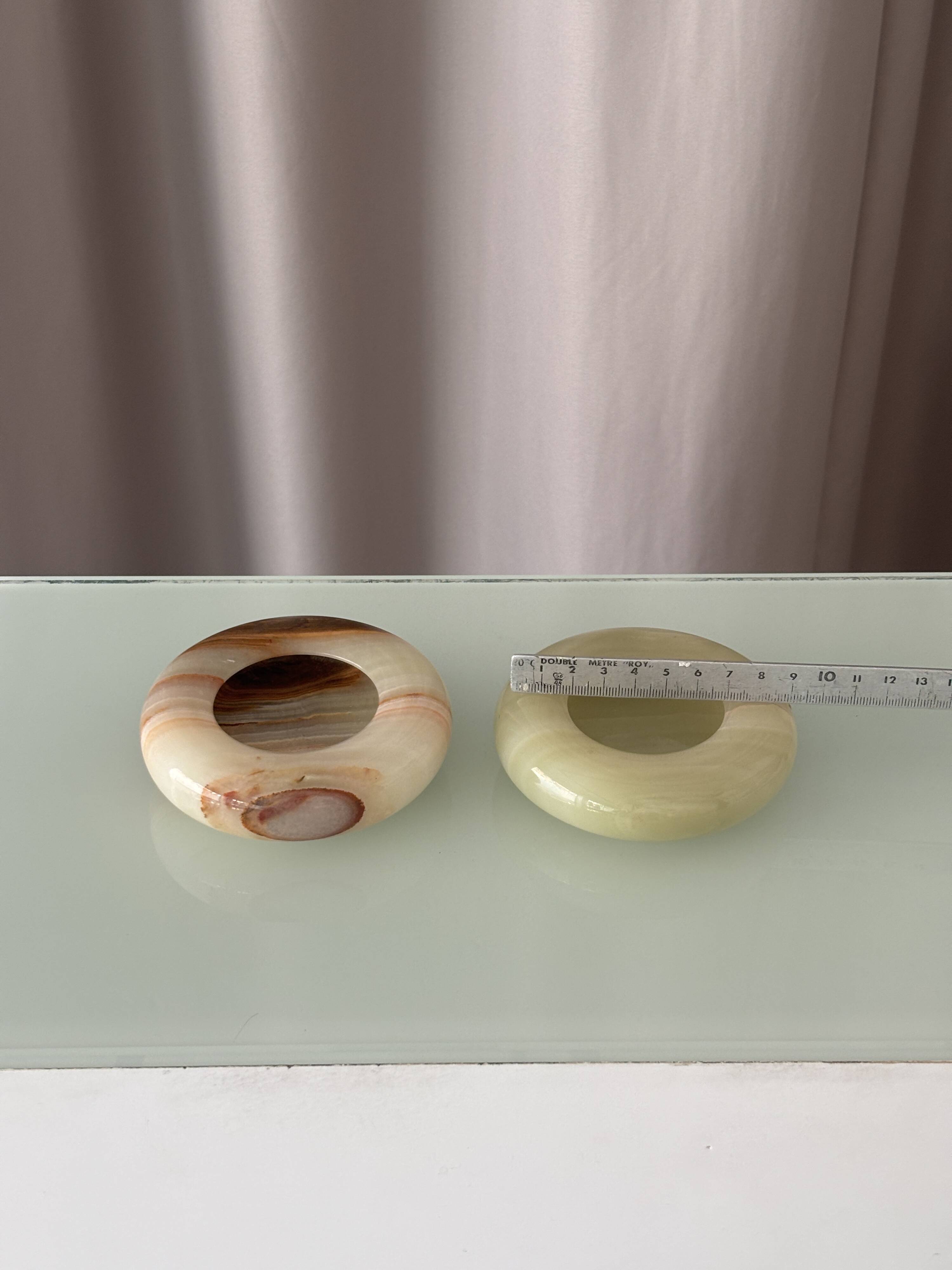 Pair of Vintage Italian Onyx Ashtrays / Catchall Dishes – 1970s