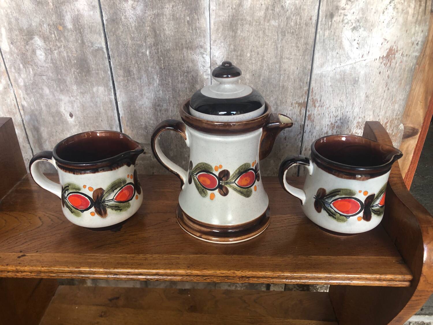 Old Teapot + 2 Pitchers Schramberg BERNAU Ceramic Flower Decor