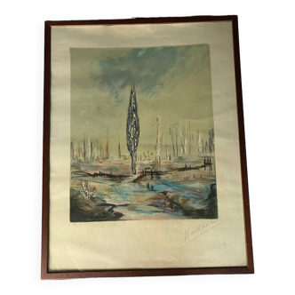 Lithographie  de Gérard Kerkhove  50 x 65