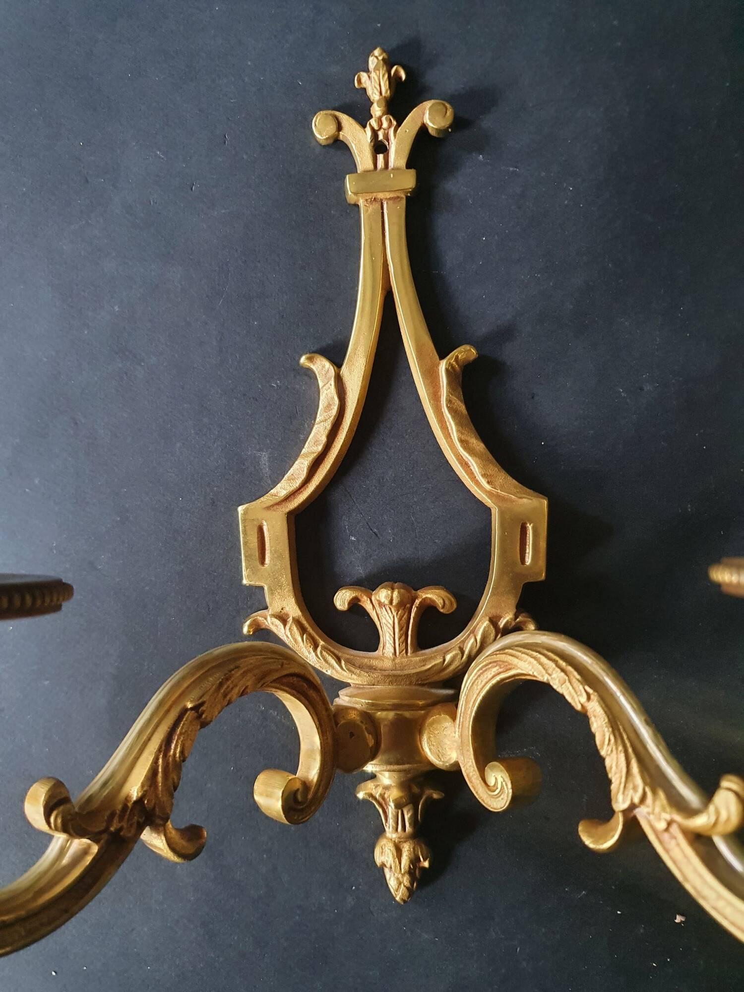 Three Louis XVI bronze wall sconces by Lucien Gau, Paris, antique.