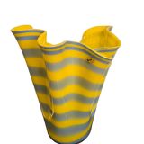 Alicja blown glass vase – Yellow and grey stripes – Free form – H.31 cm