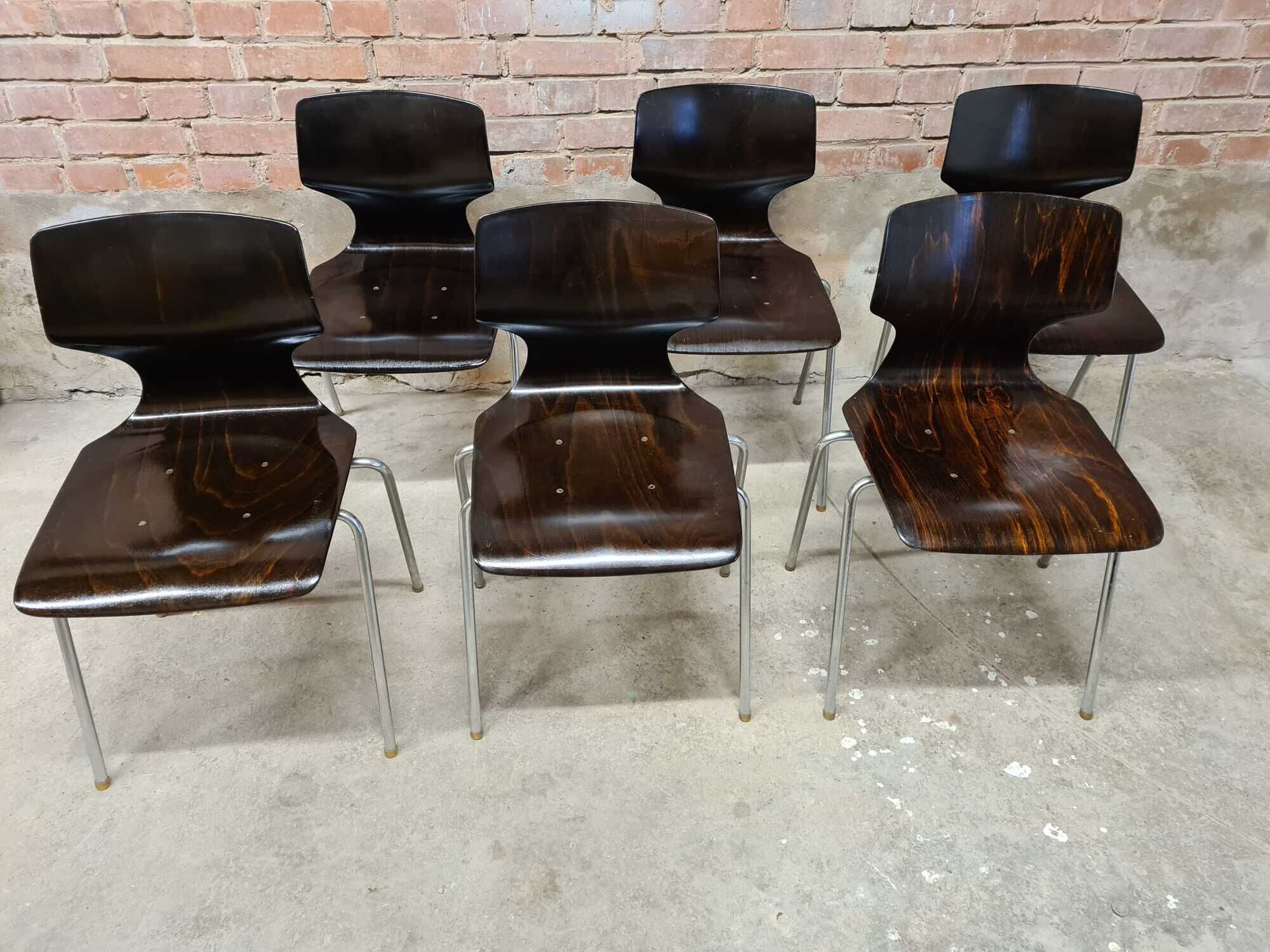 Set of 6 vintage stackable chairs pagwood Flötotto
