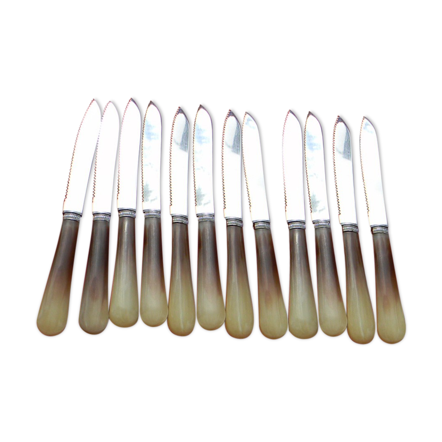 Set of 12 vintage meat knives stainless steel blade