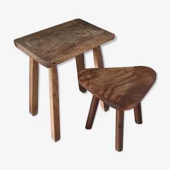Set of two ancient stools