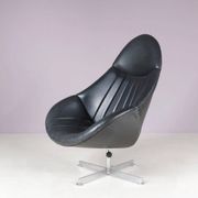 1960s swivel easy chair on chrome crossbase with black skai seat / Rudolf Wolf / Rohé, Netherlands