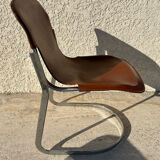 Paire de chaises cuir et métal chromé année 70