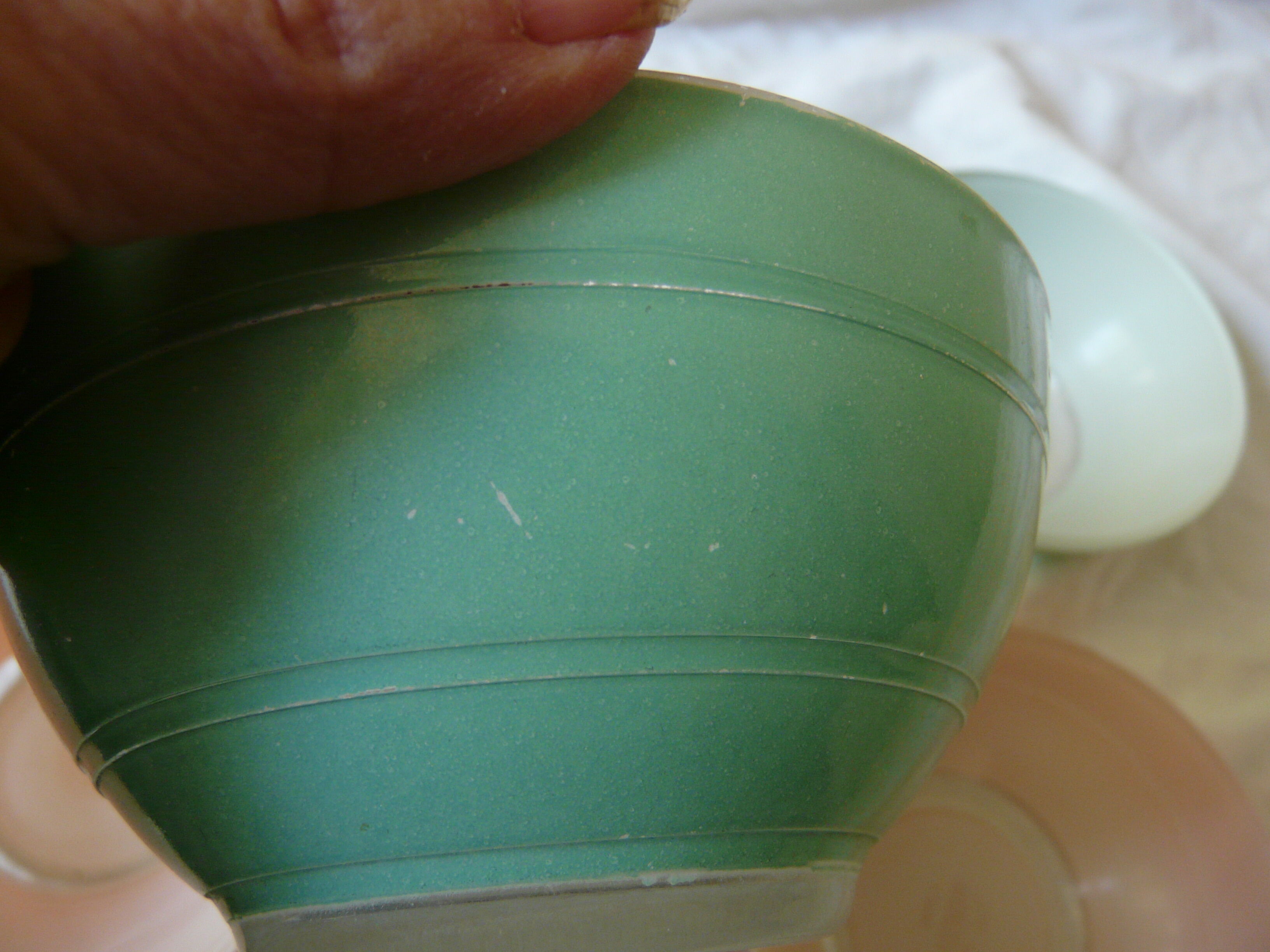 4 green and orange bowls duralex 70s