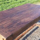 Country farm table xixth in chene, 2 drawers