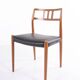 Dining chair – Niels Otto Møller – Model 79 – Teak & black leather – JL Møllers Møbelfabrik – 1960s