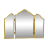Vintage Triptych Mirror Gold Leaf Gilded Hollywood Regency 86cm