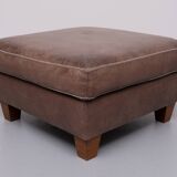 Stich Leather Pouf or Ottoman 1970s