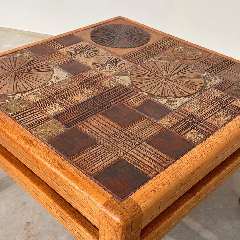 Poulsen Coffee Table for Haslev Møbelsnedkeri in Ceramic Tiles, Denmark, 1960s