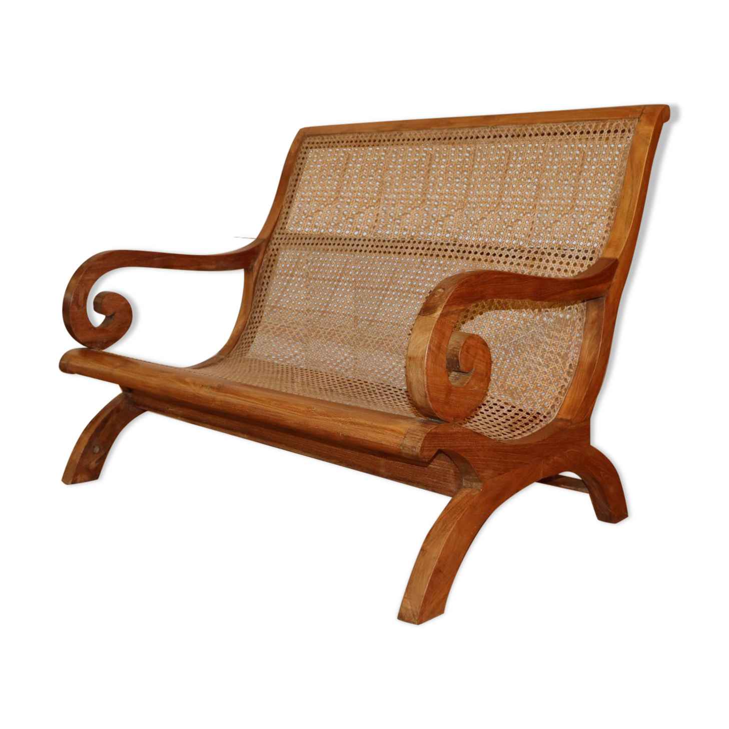 Solid wood bench and caning