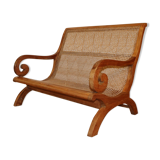 Solid wood bench and caning