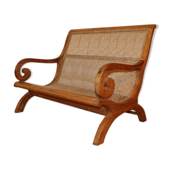 Solid wood bench and caning