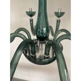 Glass Chandelier in Light Green Italian Art Glass