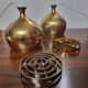 Set of Two Elegant Brass Pendant Lamps Löken by Helge Zimdal for Falkenberg