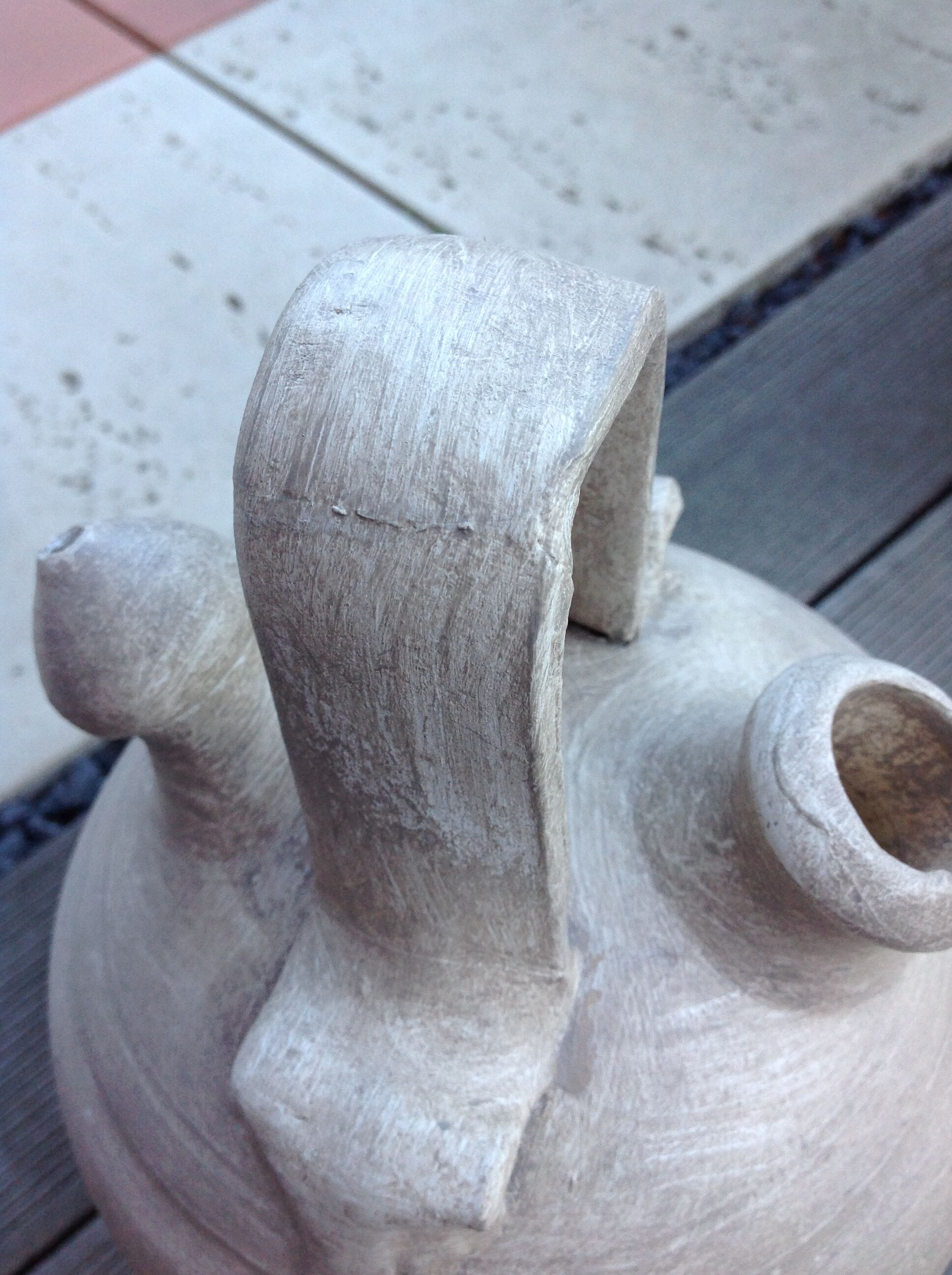 Old painted terracotta gargolet 60s-70s