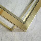 Coffee table with 4 pieces of wooden sofa and gilded brass