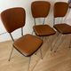 Set of 3 vintage 60s chairs in brown leatherette and chrome metal