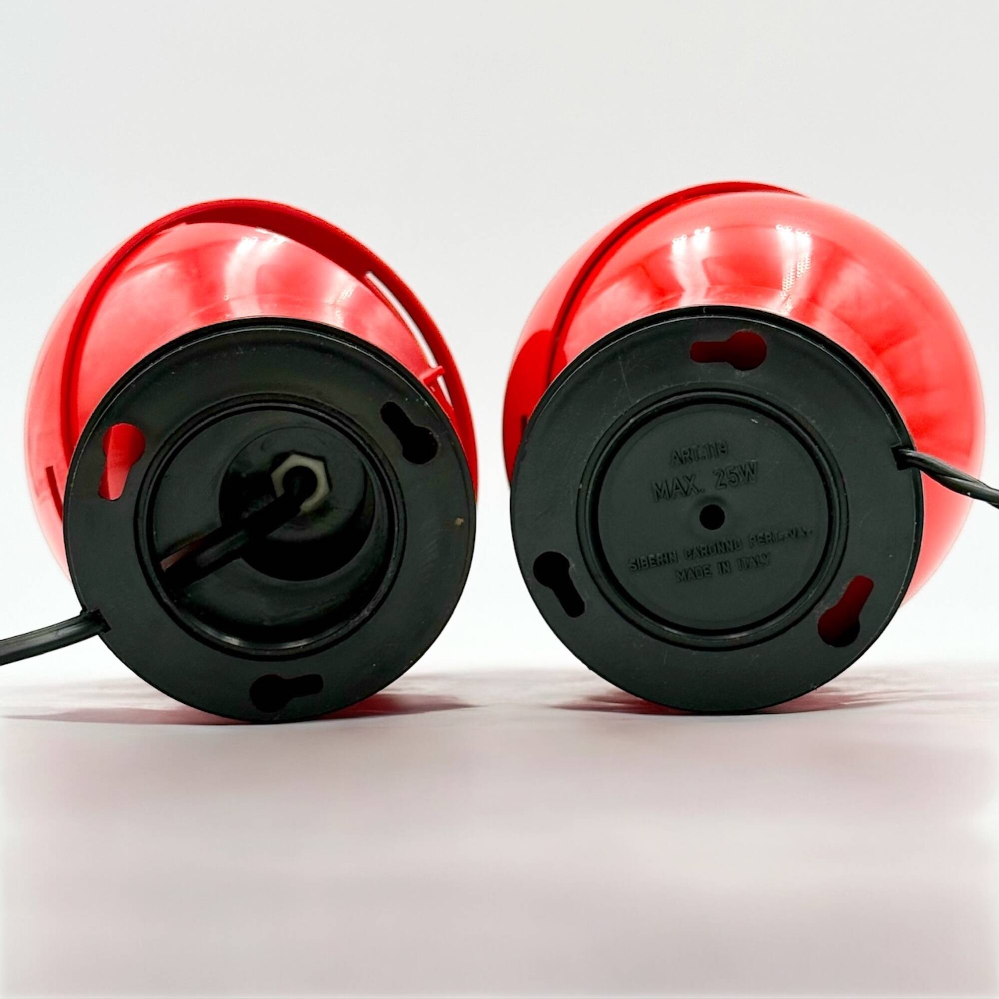 Paire de lampes Asteroidi Space Age rouges, Italie années 70